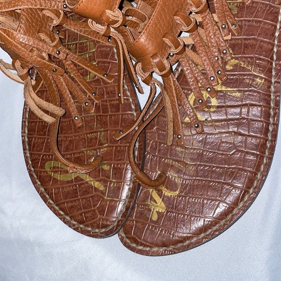 Sam Edelman Griffen Gladiator Fringe Leather Boho Thong Sandals size 9 Brown - Picture 6 of 16